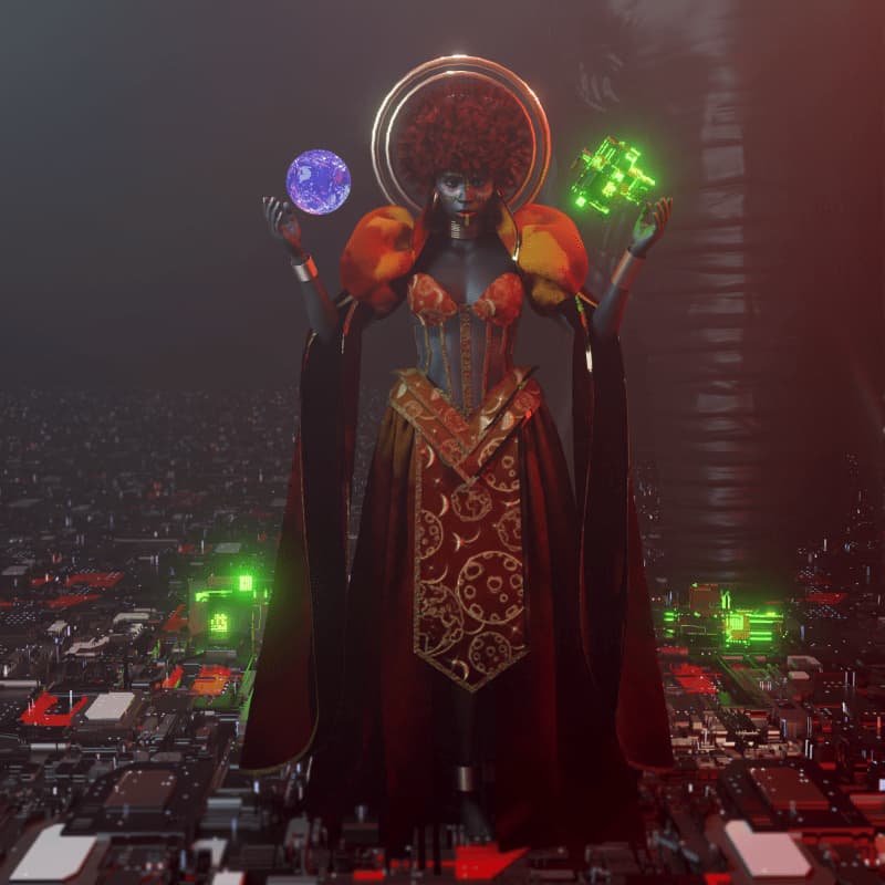 Mawu 3001, Afrofuturist concept art from The Lost Comb of Mawu universe by BrakoVerse Media