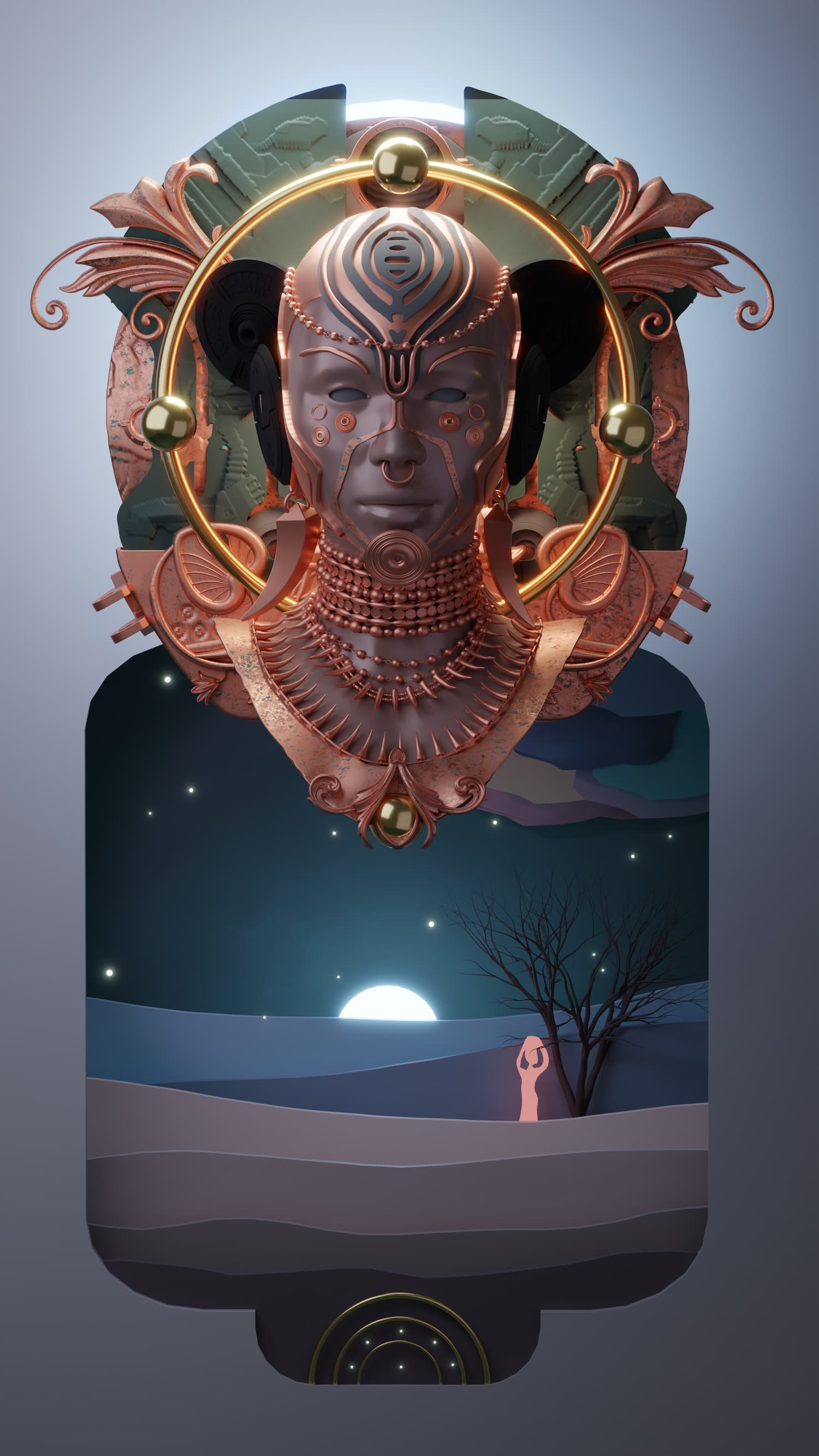 You Are the Light, luminous 3D portrait artwork by BrakoVerse Media, 3D artist Ghana